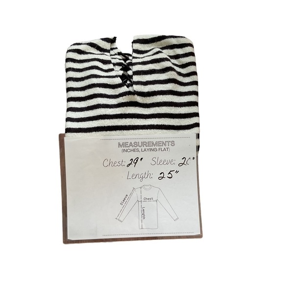 A.N.A black white knit striped sweater with lace up tie back Size Med - Picture 8 of 8